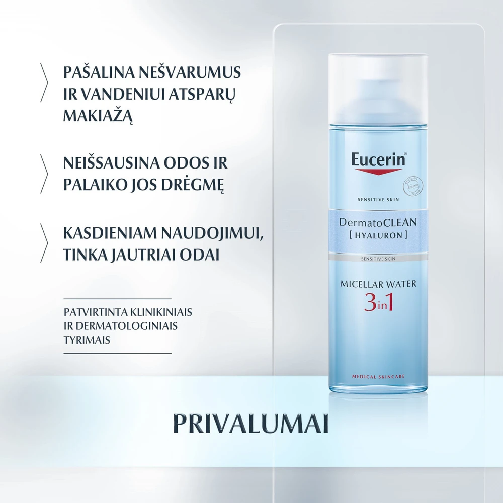 "Eucerin Dermatoclean Hyaluron 3 in 1 micelinis losjonas