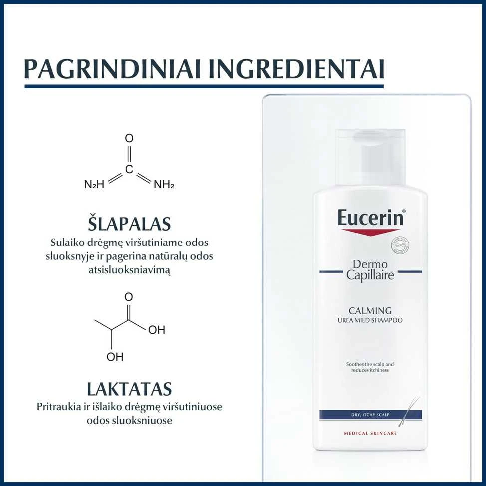 Eucerin DermoCapillaire raminamasis šampūnas su šlapalu, 250 ml