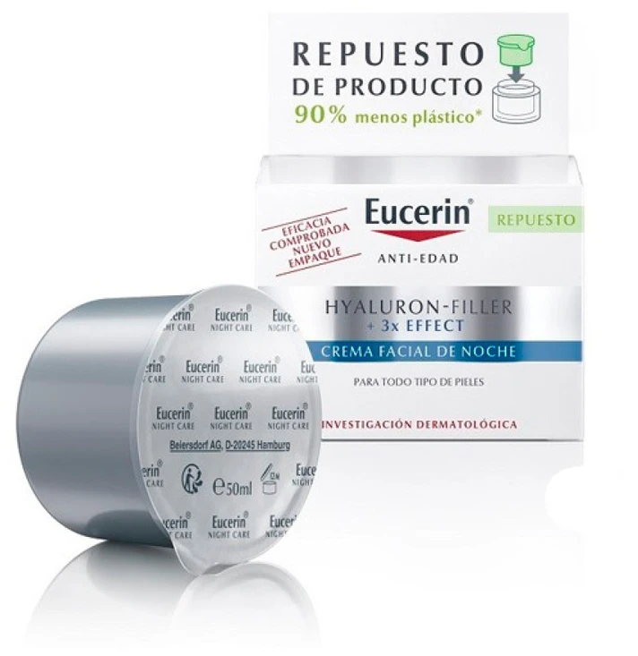 Eucerin Hyaluron-Filler +3x Effect Night Kreminis Refill naktinis kremas papildymo pakuotė, 50 ml