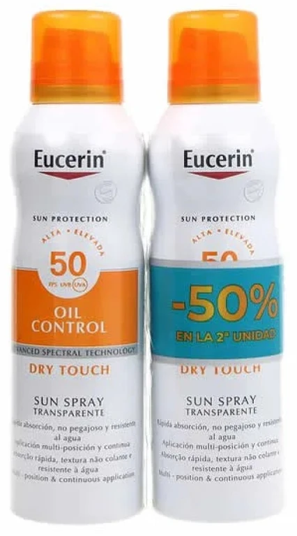 Eucerin Oil Control Dry Touch SPF 50 apsauga nuo saulės, 2 x 200 ml