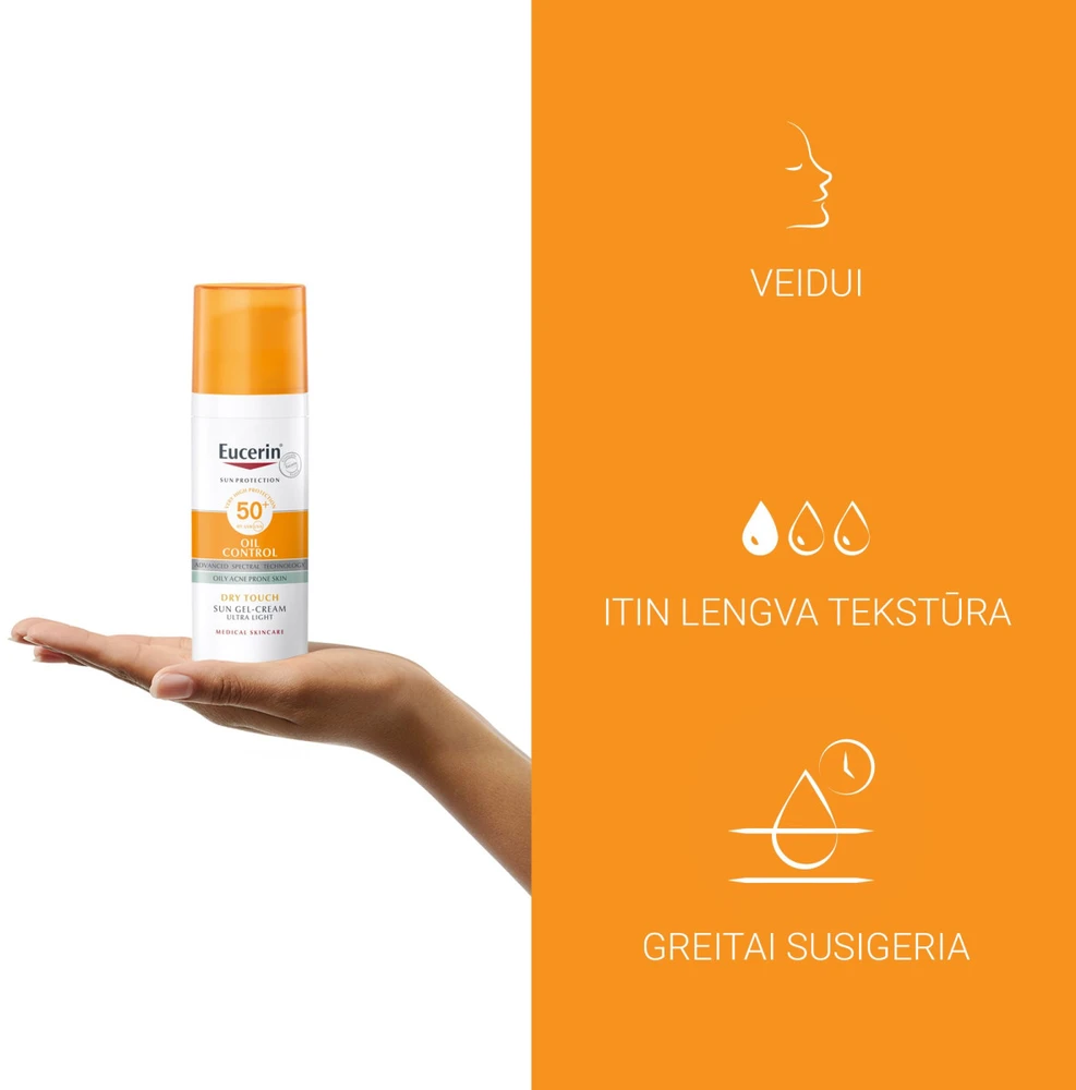 Eucerin Oil Control gelinis kremas nuo saulės SPF 50+, 50 ml