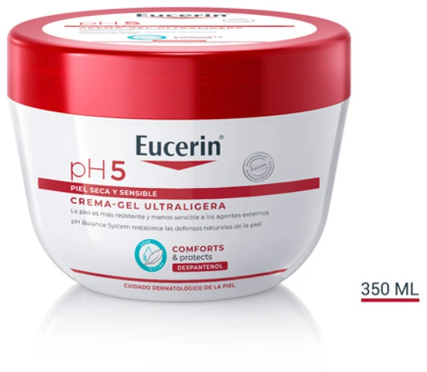 "Eucerin PH5 Ultralight Kreminis-Gel" Padeda atkurti odos pH lygį ir drėkina odą net iki 24 val. 350 ml