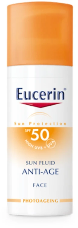 "Eucerin Sun Fluid Anti Age SPF50" apsauginis fluidas nuo saulės, 50 ml
