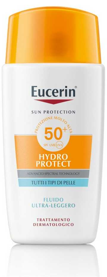 Eucerin Sun Hydro Protect Face Sun Care Ultra Light Fluid SPF 50+ veido fluidas nuo saulės atsparus vandeniui, 50 ml