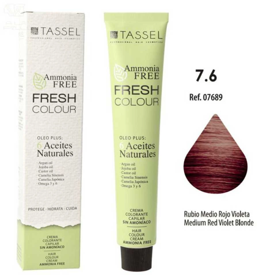 Eurostil Fresh Colour Crema Decolorante 7,6 Rubio Medio Rojo Violeta Sin Amoniaco 1un