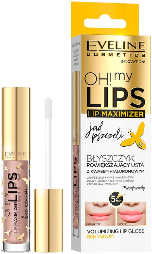 Eveline Cosmetics Eveline Oh My Lips Volumizing Lūpų blizgis Bee Venom putlinantis lūpų blizgesys, 4.5 ml