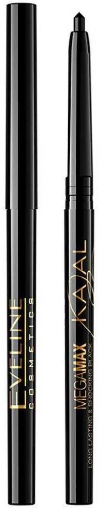 Eveline Cosmetics Mega Max Automatic kajal eyeliner pencil akių pieštukas, atspalvis: Juodas, 1,2 g