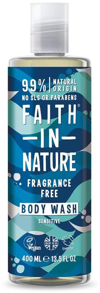 Faith In Nature 99% Natural Ingredients Cleansing & Soothing Fragrance Free Kūno prausiklis, 400 ml