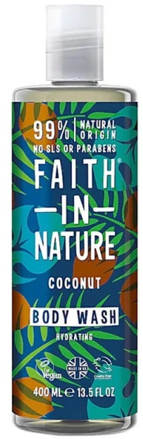 Štai vertimas: Faith In Nature Coconut Cleansing & Hydrating Kūno prausiklis, 400 ml