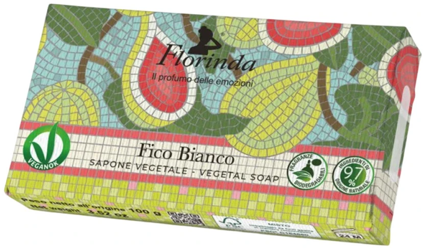 La Dispensa Florinda Mosaico muilas augalinis, rankų darbo, parfumuotas, Baltuju Figu aromato, 100 g