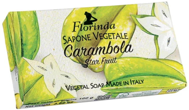 Florinda Carambola veganiškas drėkinamasis ir valomasis muilas su vaisių kvapu, 100 g