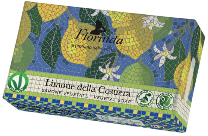 La Dispensa Florinda Mosaico muilas augalinis, rankų darbo, parfumuotas, Pakrantės Citrinų aromato, 100 g