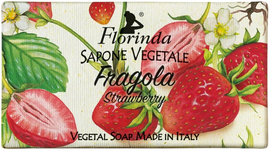 Florinda Braškė veganiškas drėkinamasis kvapusis tualetinis muilas, 100 g