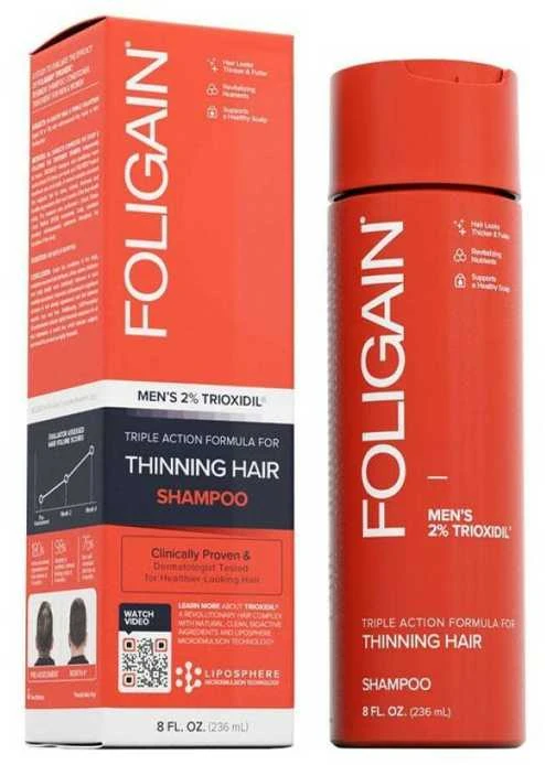Foligain "Triple Action" šampūnas nuo plaukų slinkimo (vyriškas šampūnas) 236 ml