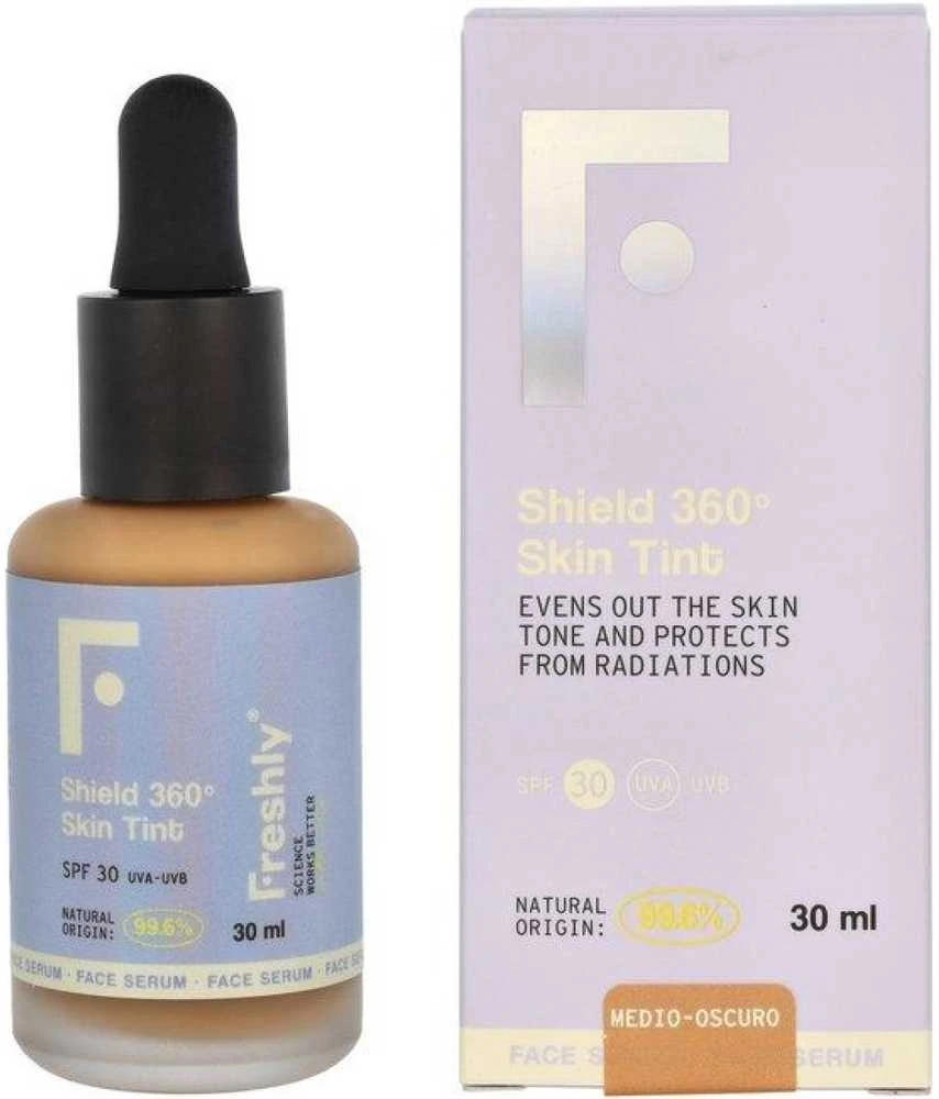 Freshly Cosmetics Shield 360 Skin Tint tonuotas apsauginis veido serumas nuo saulės, atspalvis: Medium Dark, 30 ml