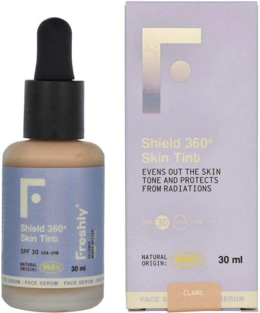 Freshly Cosmetics Shield 360 Skin Tint tonuotas apsauginis veido serumas nuo saulės, atspalvis: Clear, 30 ml