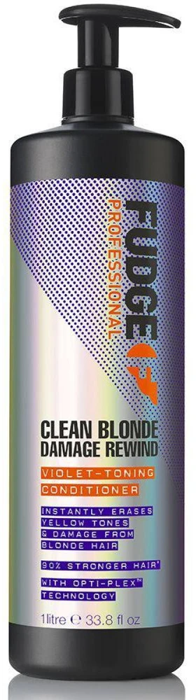 Fudge Professional Clean Skirtas šviesiems plaukams Damage Rewind Violet-Toning Conditioner kondicionierius pažeistiems šviesiems plaukams, 1000 ml