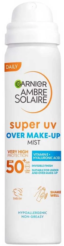 Garnier Ambre Solaire Super UV Protection Mist SPF 50 Apsauginė veido dulksna, 75 ml