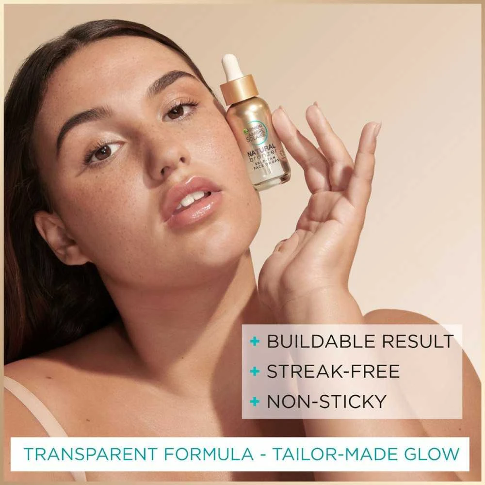 Garnier Ambre Solaire Natural Bronzer Self-Tan Face Drops savaiminio įdegio lašai veidui, 30 ml