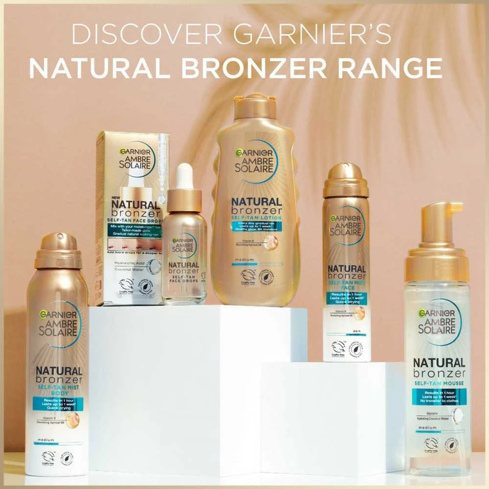 Garnier Ambre Solaire Natural Bronzer Self-Tan Face Drops savaiminio įdegio lašai veidui, 30 ml