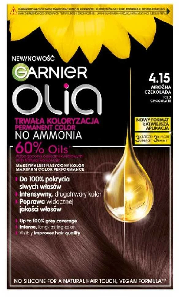 Garnier Olia 4.15 plaukų dažai, pakuotės priekis