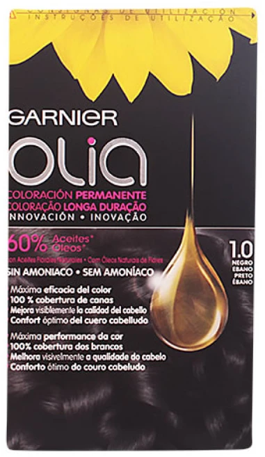 Garnier Olia Permanent Coloring 1,0 Juodas Ebony plaukų dažai