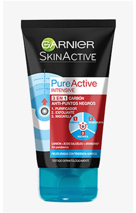 Veido šveitiklis 3 in 1 Garnier Pure Active Intensive 150 ml