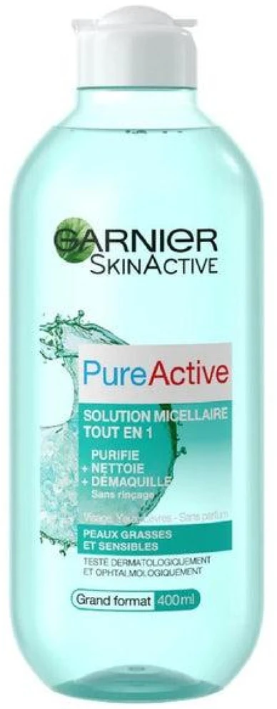 Garnier SkinActive Pure Active micelinis tirpalas riebiai ir jautriai odai, micelinis vanduo, 400 ml