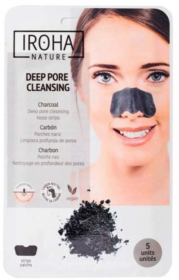 Giliai valančios nosies juostelės Iroha Nature Deeep Pore Cleansing Nose Strips SIN0, su anglimi, 5 vnt