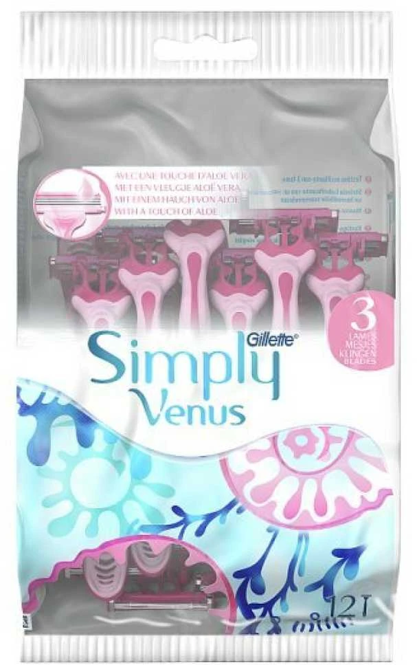 „Gillette Simply Venus 3“ Vienkartiniai Skustuvai Moterims, 12 vnt.