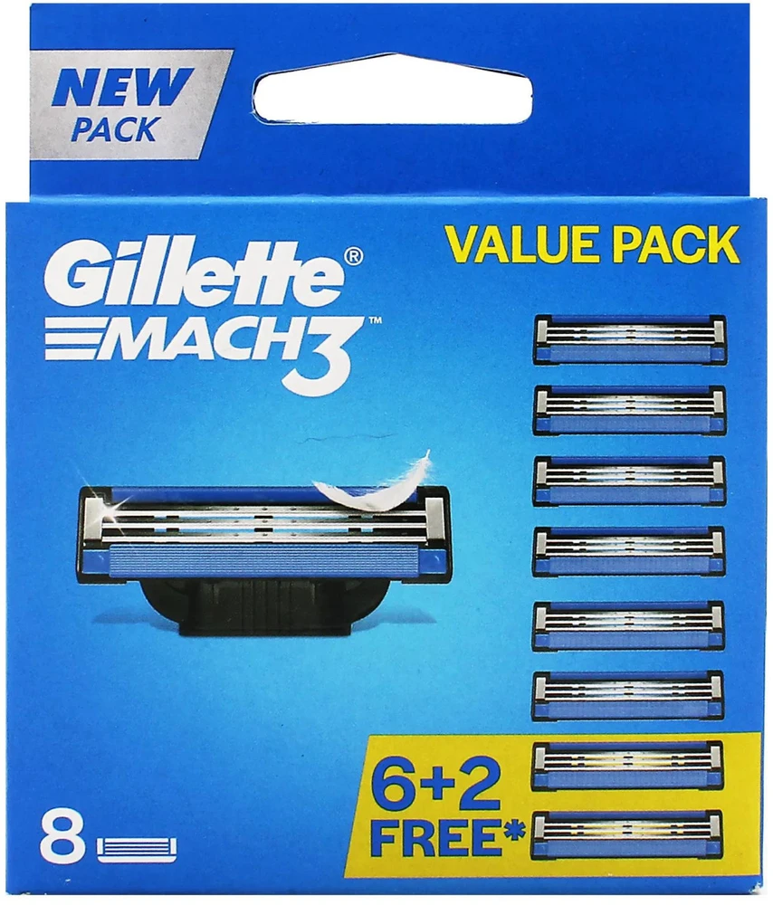 Gillette Mach3 Replacement Heads, 8 vnt.