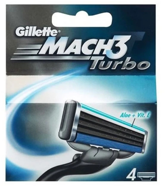 "Gillette Mach3 Turbo" papildymas 4 vienetai
