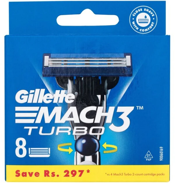 Gillette Mach3 Turbo, 8 skustuvo peiliukų pildymo kasetės vyrams