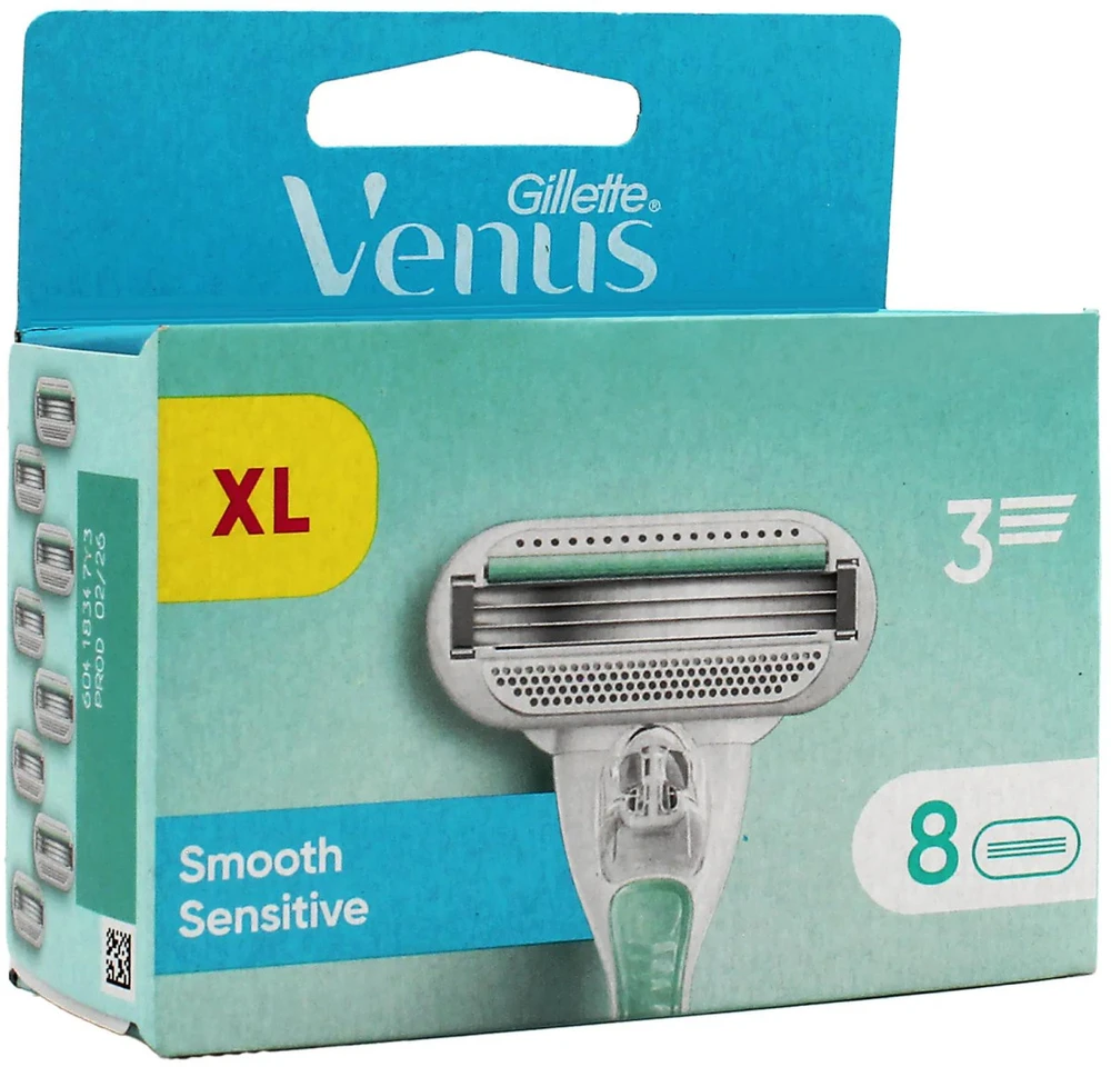 Gillette Venus Smooth Sensitive pakaitinės galvutės, 8 vnt.