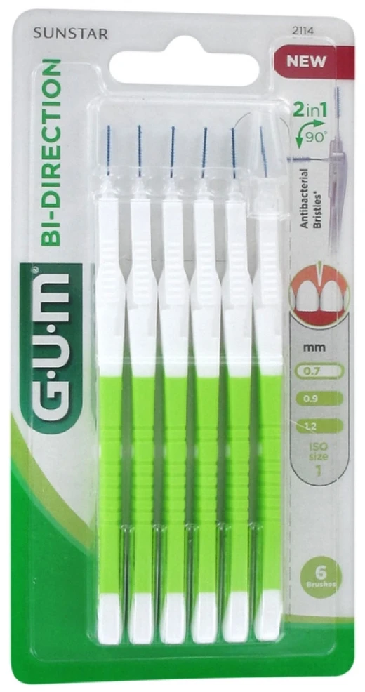 Gum Bi-Direction tarpdančių valymo priemonė 0,7mm žalia