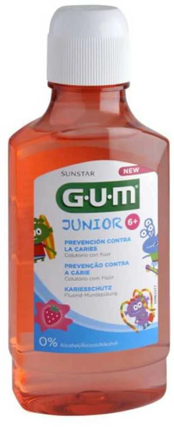 Gum Junior braškių skonio burnos skalavimo skystis nuo 6 metų 300ml