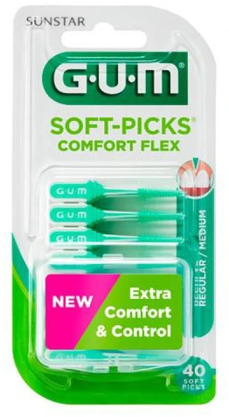Gum Soft Picks Comfort Flex Reg Mint tarpdančių valymo priemonė 40vnt