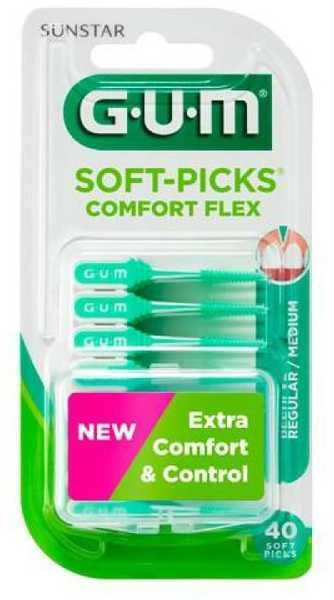 Gum Soft Picks Comfort Flex Reg Mint tarpdančių valymo priemonė 40vnt