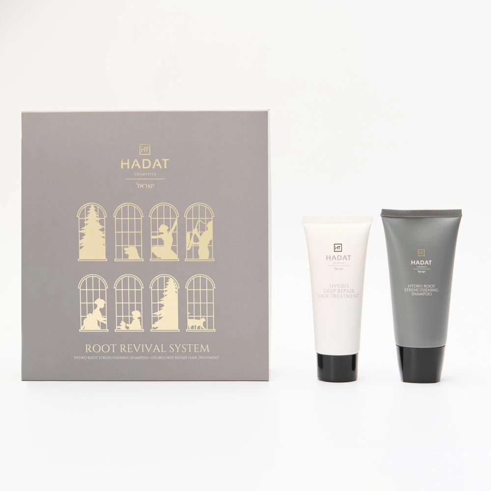Hadat cosmetics Root Revival System Kit plaukų šaknų atkūrimo priemonių rinkinys (šampūnas, 70 ml + kaukė, 70 ml)