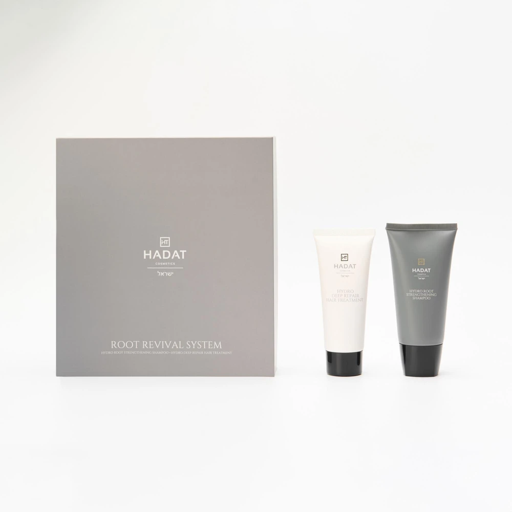 Hadat cosmetics Root Revival System Kit plaukų šaknų atkūrimo priemonių rinkinys (šampūnas, 70 ml + kaukė, 70 ml)
