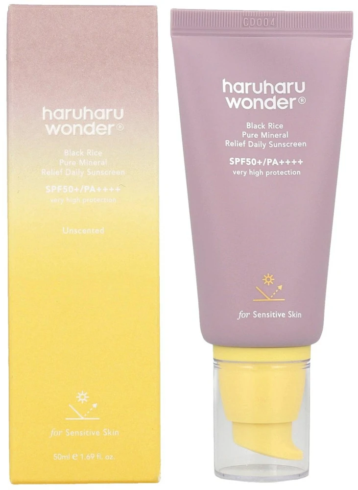 Haruharu Wonder Black Rice Pure Mineral Sunscreen SPF 50+, veido kremas nuo saulės, 50 ml