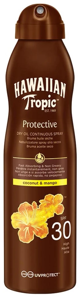 Sausasis purškiamasis apsaugos nuo saulės aliejus Hawaiian Tropic Glowing Protection Dry Oil Spray SPF 30, 180 ml