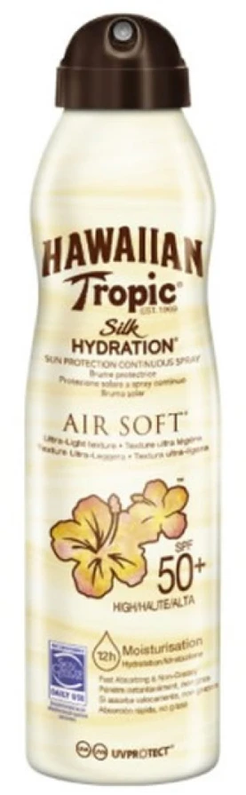 "Hawaiian Tropic" šilko drėkinimas "Air Soft" apsauginė migla nuo saulės Spf50+ 220ml