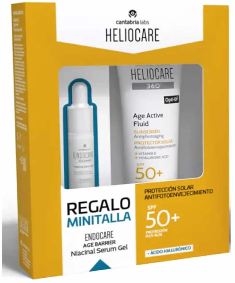 „Heliocare Age Active“ skysčio nuo saulės priemonė nuo SPF50+, 50 ml rinkinys, 2 vnt.