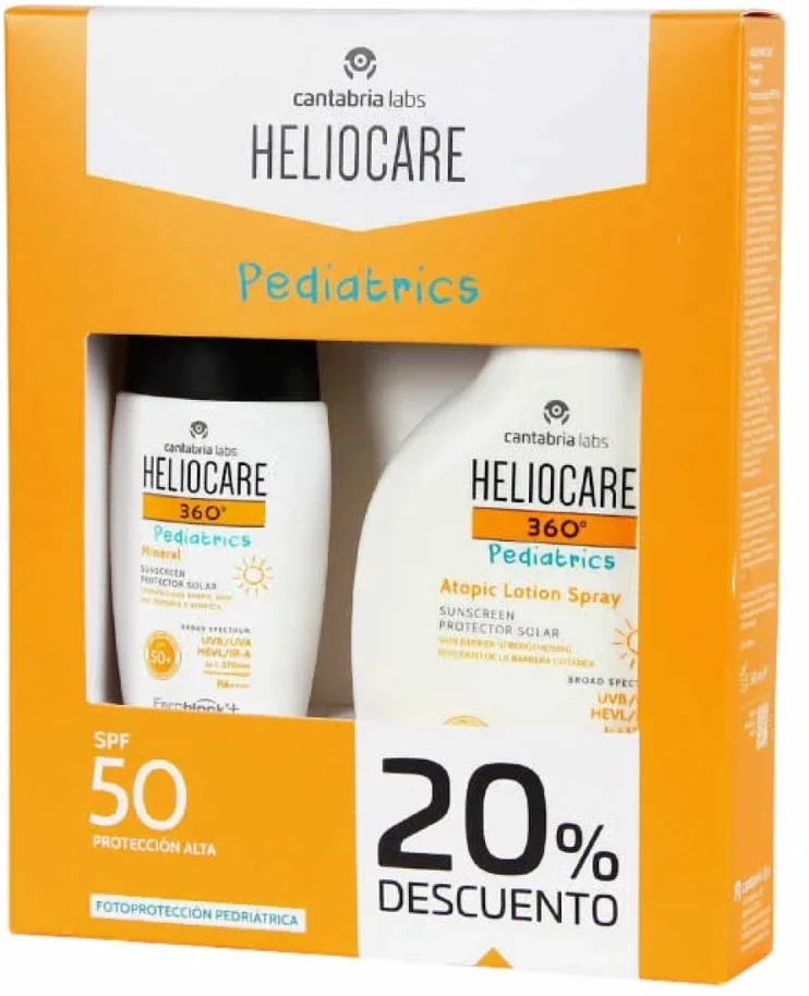 „Heliocare Pediatrics“ atopicinis losjonas nuo saulės, purškiklis SPF50, 250 ml, 2 dalių rinkinys