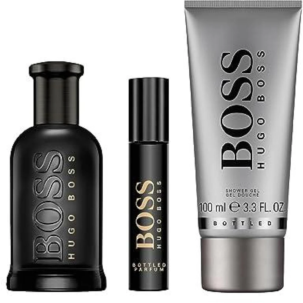 Hugo Boss BOSS Bottled Parfum Giftset rinkinys vyrams (PP kvepalai, 100 ml + PP kvepalai, 10 ml + dušo želė, 100 ml)