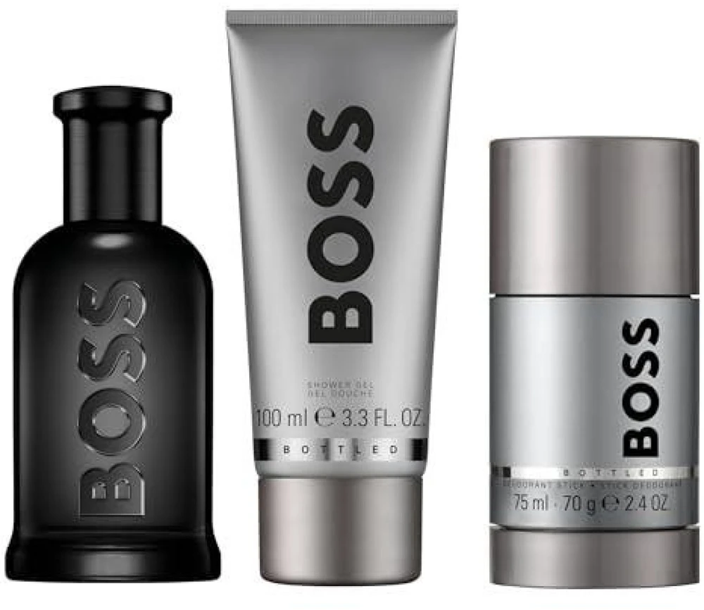 Hugo Boss BOSS Bottled Parfum Giftset rinkinys vyrams (PP kvepalai, 100 ml + dezodorantas, 75 ml + dušo želė, 100 ml)