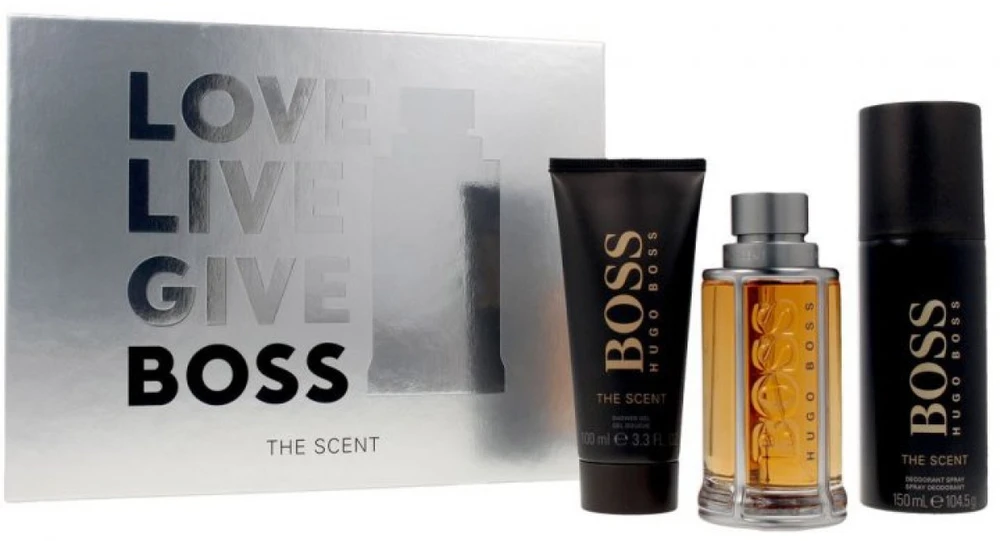 Hugo Boss The Scent rinkinys vyrams (kvepalai EDT, 100 ml + dušo želė 100 ml + dezodorantas 150 ml)