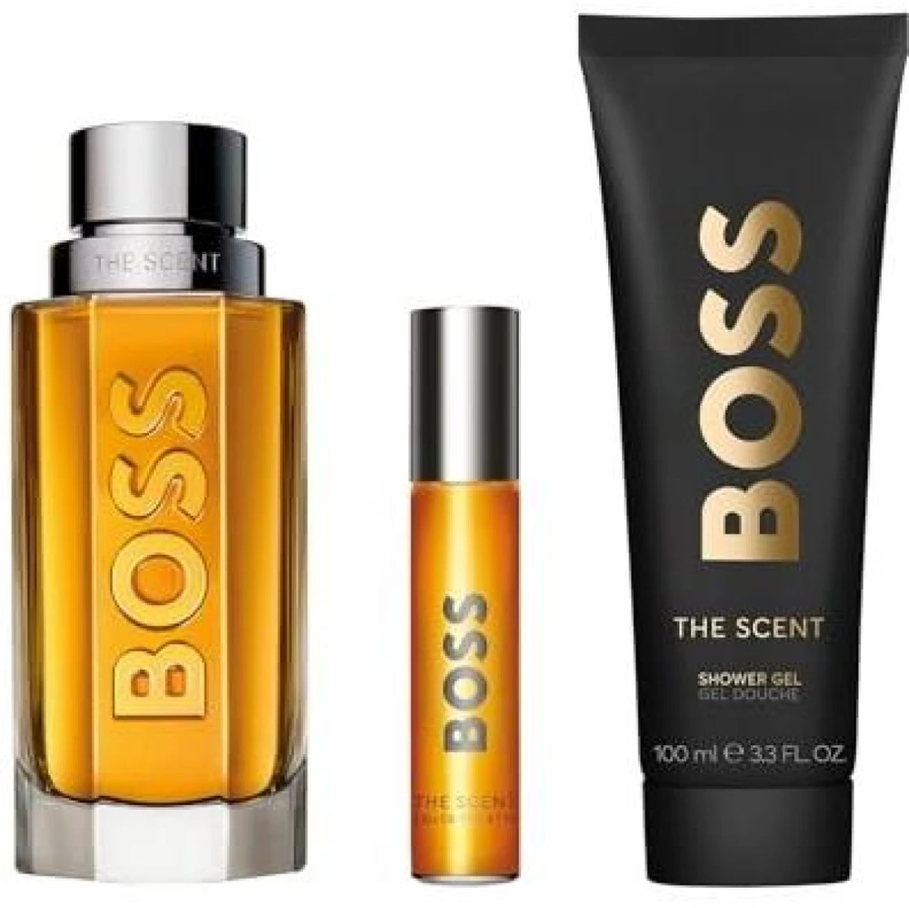 Hugo Boss The Scent Him Set rinkinys vyrams (EDT, 100 ml + EDT, 10 ml + dušo želė, 100 ml)