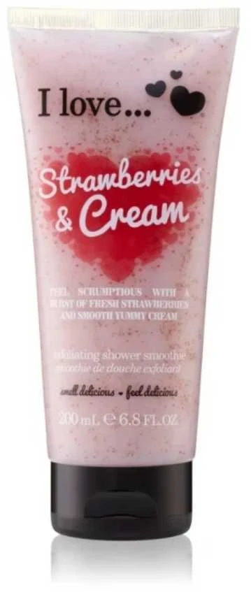 I Love Strawberries & Kreminis Exfoliating Dušo želė, 200 ml